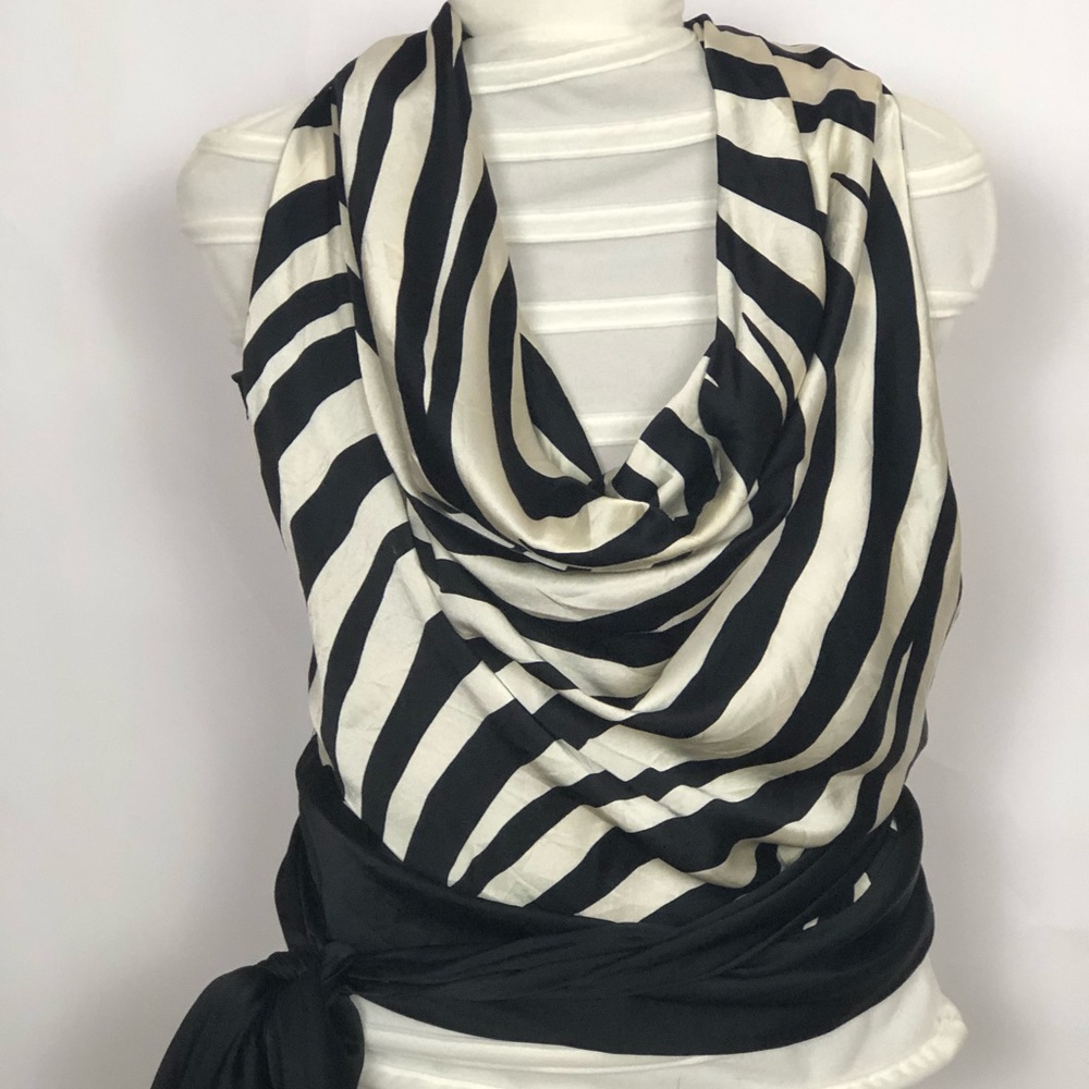Vintage Cache 💯 silk halter wrap Zebra 🦓 Sz Sm